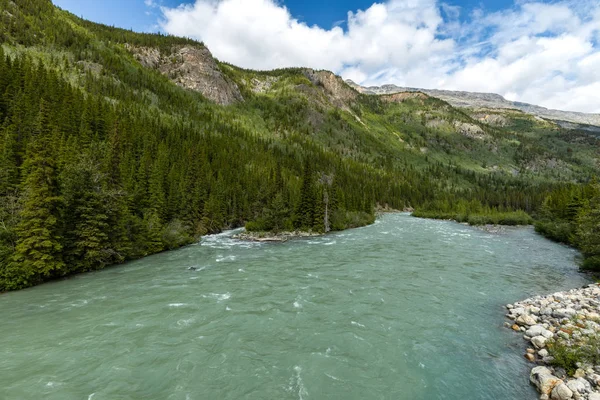 Liard River Paisagem Longo Estrada Alasca — Fotografia de Stock