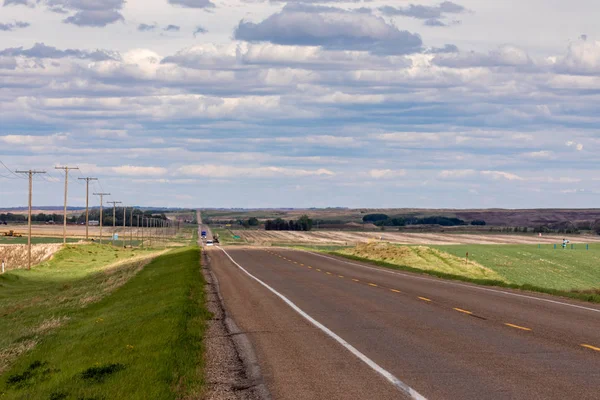 Route Campagne Dans Prairie Canada — Photo