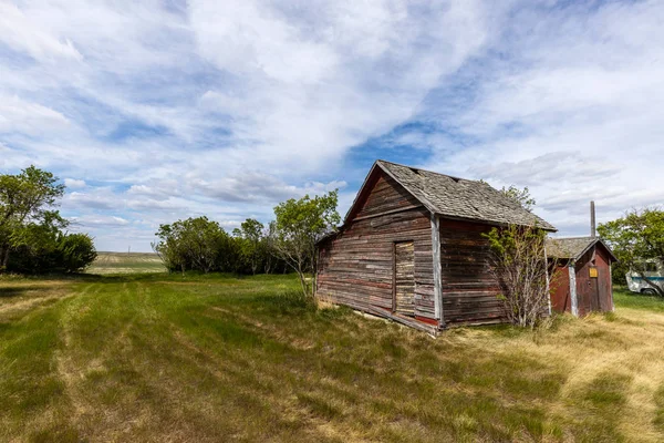 Övergivna Gård Prärien Kanada — Stockfoto