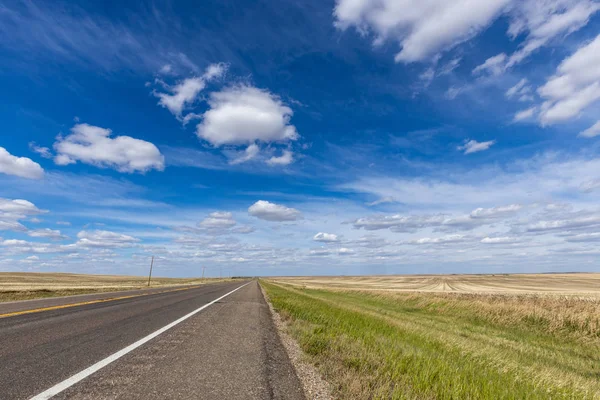 Route Campagne Dans Prairie Canada — Photo