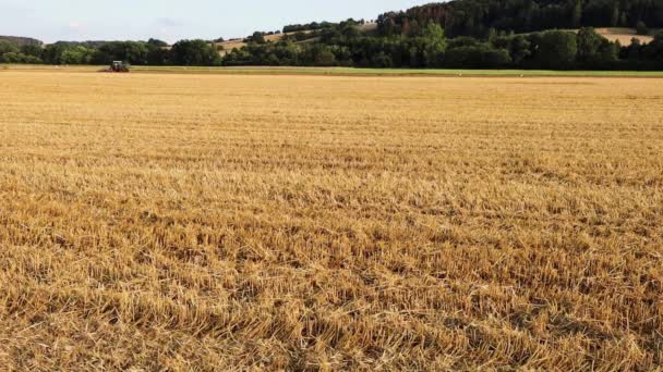 Stubble Field Straw Bale Harvest — Stock Video