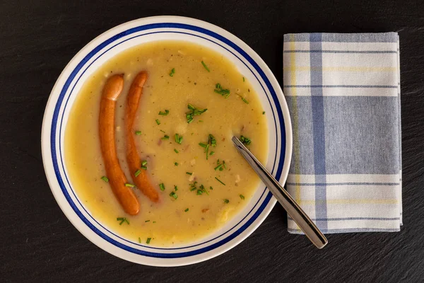 Meal Potato Soup Sausages — Stock Photo, Image