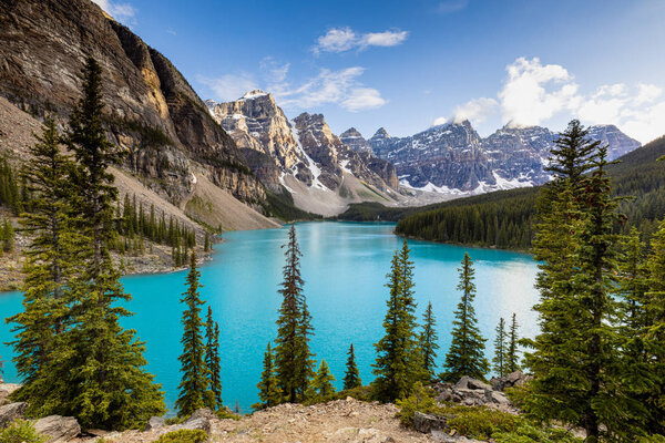 Lake Moraine in Banff National Park of Canada Alberta