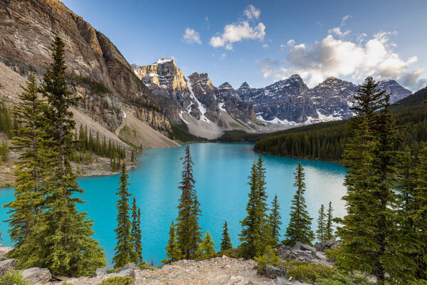 Lake Moraine in Banff National Park of Canada Alberta
