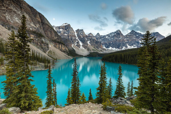 Lake Moraine in Banff National Park of Canada Alberta