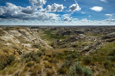 Badland ve Red Deer Nehri Kanyon Alberta Kanada