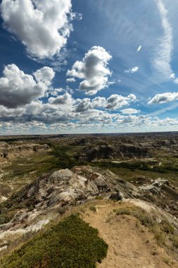Badland ve Red Deer Nehri Kanyon Alberta Kanada