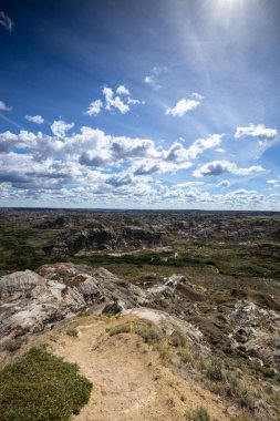 Badland ve Red Deer Nehri Kanyon Alberta Kanada