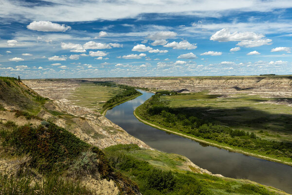 The Red Deer River Valley at Drumheller in Alberta Canada
