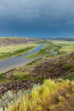 The Red Deer River Valley at Drumheller in Alberta Canada clipart