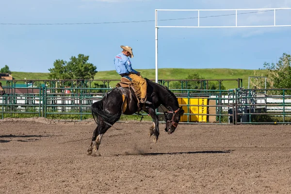 Rodeo Bronco Equitação Pincher Creek Canadá Junho 2019 — Fotografia de Stock