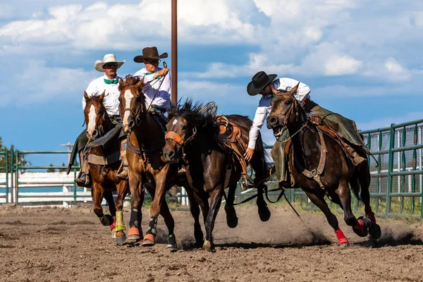 Cowboys Bucking Horse Pincher Creek Ranche Rodeo Canada Anni Giugno — Foto Stock