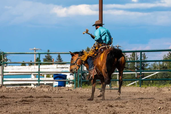 Rodeo Bronco Rijden Pincher Creek Canada — Stockfoto