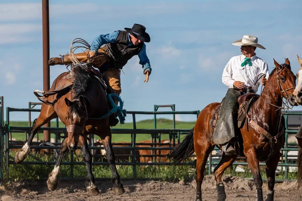 Rodeo Bronco Jezdecké Pincher Creek Kanada Červen 2019 — Stock fotografie