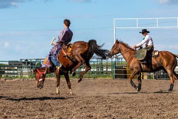 Rodeo Und Bronco Reiten Pincher Creek Kanada Juni 2019 — Stockfoto