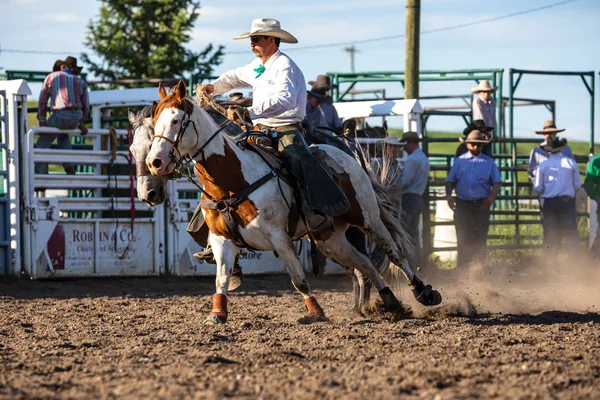 Rodeo Bronco Riding Pincher Creek Canada June 2019 — Stock Photo, Image