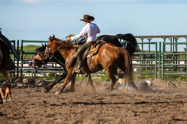 Rodeo Bronco Jezdecké Pincher Creek Kanada Červen 2019 — Stock fotografie