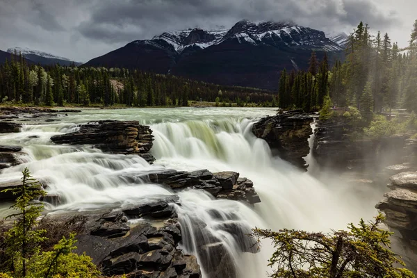 Las Cataratas Athabasca Del Parque Nacional Jasper Canadá —  Fotos de Stock