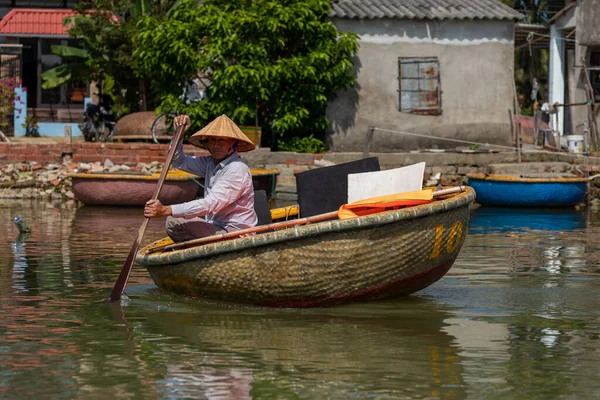 Traditional Basket Boat Tour Hoi Στο Βιετνάμ — Φωτογραφία Αρχείου