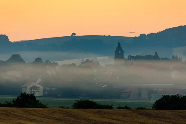 Mattina Presto Con Nebbia Herleshausen Germania — Foto Stock