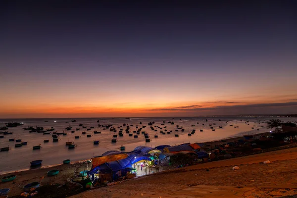Playa Los Barcos Pesqueros Bahía Mui Vietnam — Foto de Stock