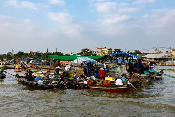 Den Flytande Marknaden Mekongdeltat Vid Cai Rang Vietnam December 2019 — Stockfoto