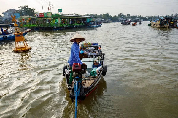 Mercado Flotante Delta Del Mekong Cai Rang Vietnam Diciembre 2019 — Foto de Stock