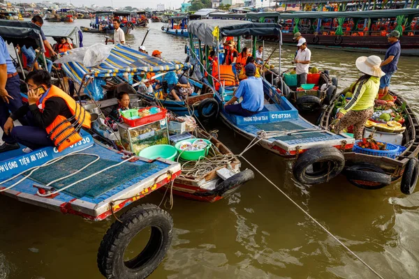 Mercado Flutuante Delta Mekong Cai Rang Vietnã Dezembro 2019 — Fotografia de Stock