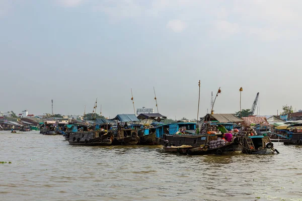 Mercado Flotante Delta Del Mekong Cai Rang Vietnam Diciembre 2019 — Foto de Stock