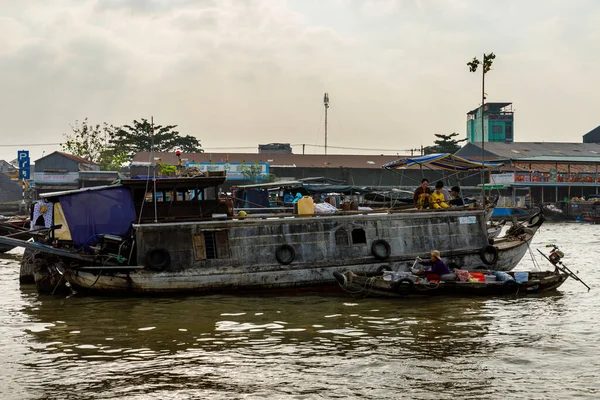 Mekong Delta Lebegő Piaca Vietnami Cai Rang Ban Éves 2019 — Stock Fotó