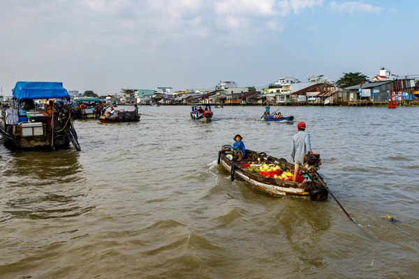 Mercado Flutuante Delta Mekong Cai Rang Vietnã Dezembro 2019 — Fotografia de Stock