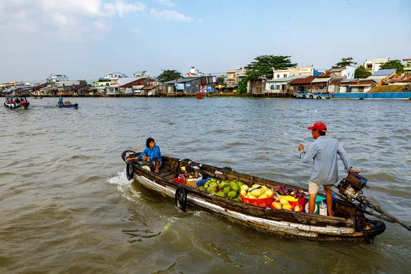 Pływający Rynek Delcie Mekongu Cai Rang Wietnamie Grudzień 2019 — Zdjęcie stockowe