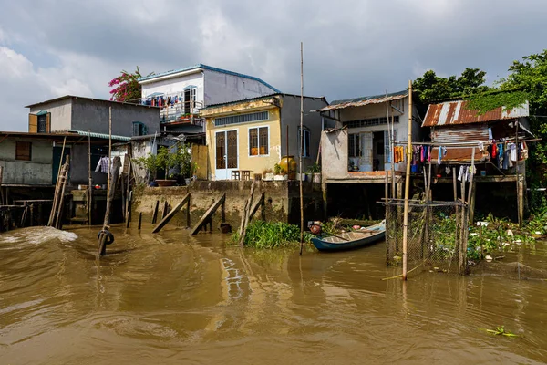 Casas Largo Del Río Mekong Vietnam — Foto de Stock