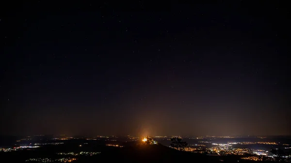 Castelo Hohenzollern Alemanha Noite Com Estrelas — Fotografia de Stock