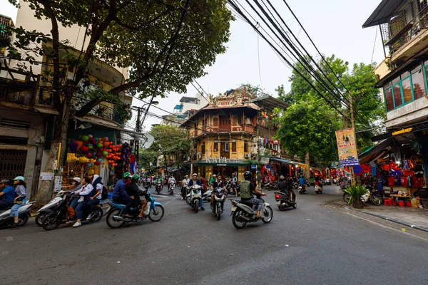 Vietnam Hanoi Caddelerinde Motosikletli Trafik Ekim 2019 — Stok fotoğraf