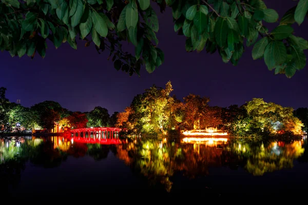 Ngoc Son Temple Lake Hoan Kiem Hanoi Vietnam Night — Stock Photo, Image