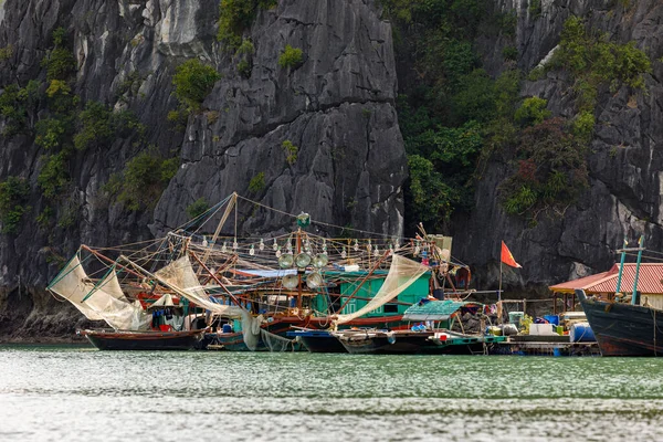 Village Flottant Dans Baie Long Vietnam — Photo