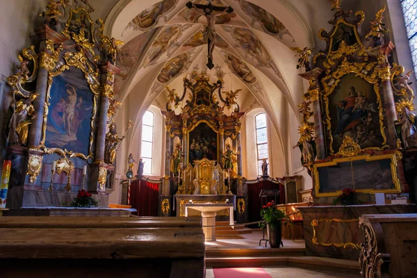 Kościół Lech Arlberg Austrii Wrzesień 2020 — Zdjęcie stockowe