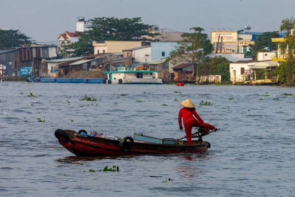 Mekong Delta Lebegő Piaca Vietnami Cai Rang Ban Éves 2019 — Stock Fotó