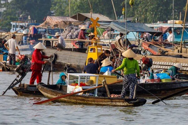 Mercado Flutuante Delta Mekong Cai Rang Vietnã Dezembro 2019 — Fotografia de Stock