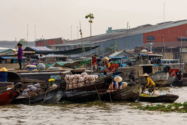 Mercado Flotante Delta Del Mekong Cai Rang Vietnam Diciembre 2019 — Foto de Stock