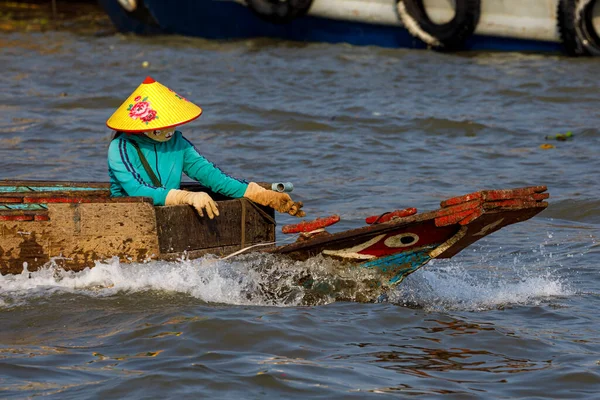 Плаваючий Ринок Дельті Річки Меконг Цай Ранг Єтнамі Грудень 2019 — стокове фото