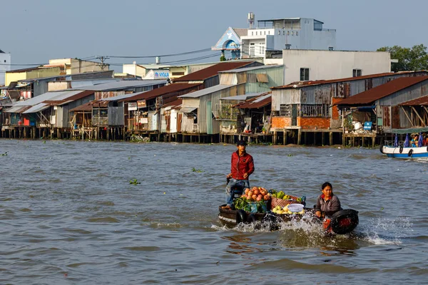 Mekong Delta Lebegő Piaca Vietnami Cai Rang Ban Éves 2019 — Stock Fotó