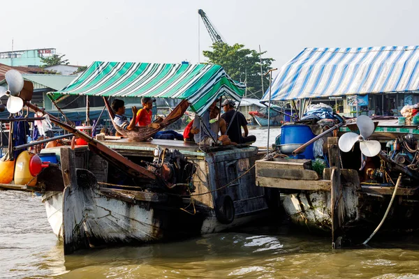 Mercado Flotante Delta Del Mekong Cai Rang Vietnam Diciembre 2019 — Foto de Stock