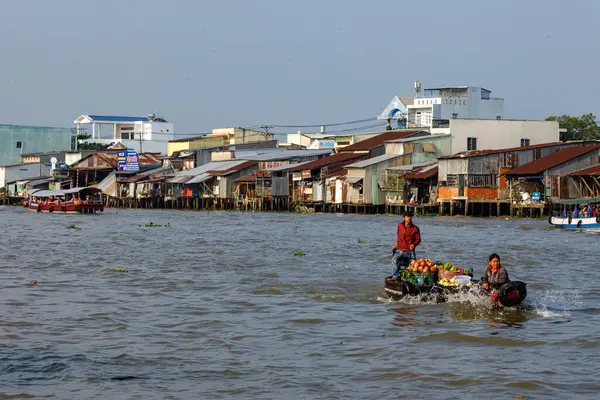 Mekong Delta Lebegő Piaca Vietnami Cai Rang Ban Éves 2019 — Stock Fotó