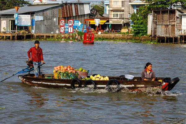 Mercato Galleggiante Nel Delta Del Mekong Cai Rang Vietnam Dicembre — Foto Stock