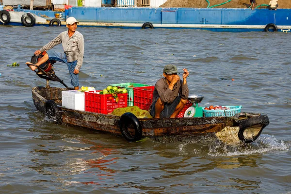 Mercato Galleggiante Nel Delta Del Mekong Cai Rang Vietnam Dicembre — Foto Stock