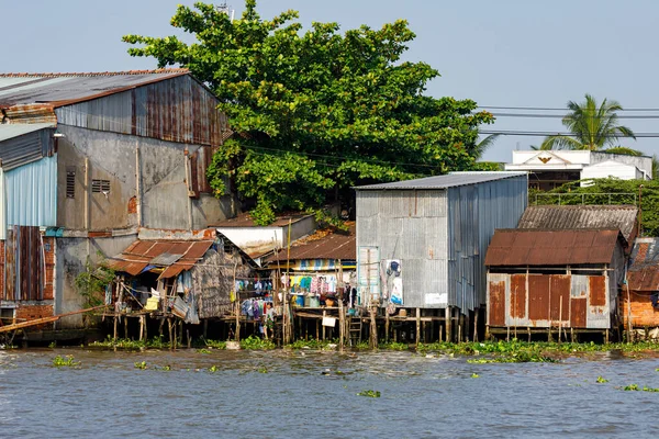 Häuser Entlang Des Mekong Cai Rang Vietnam Dezember 2019 — Stockfoto