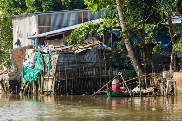 Casas Largo Del Río Mekong Cai Rang Vietnam Diciembre 2019 — Foto de Stock