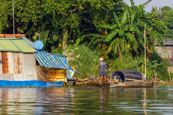 Fisher Man Mekong River Cai Rang Vietnam Diciembre 2019 — Foto de Stock